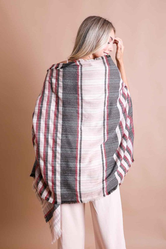 Tartan Check Pocket Frayed Edge Ruana Wrap king-general-store-5710.myshopify.com