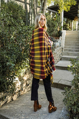 Tartan Check Pocket Frayed Edge Ruana Wrap king-general-store-5710.myshopify.com