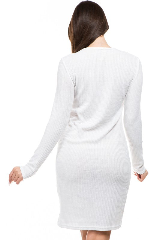 White Multi Strap Sweater Knit Dress king-general-store-5710.myshopify.com