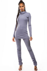 Grey Cowl Neck Long Sleeve Pant Set king-general-store-5710.myshopify.com