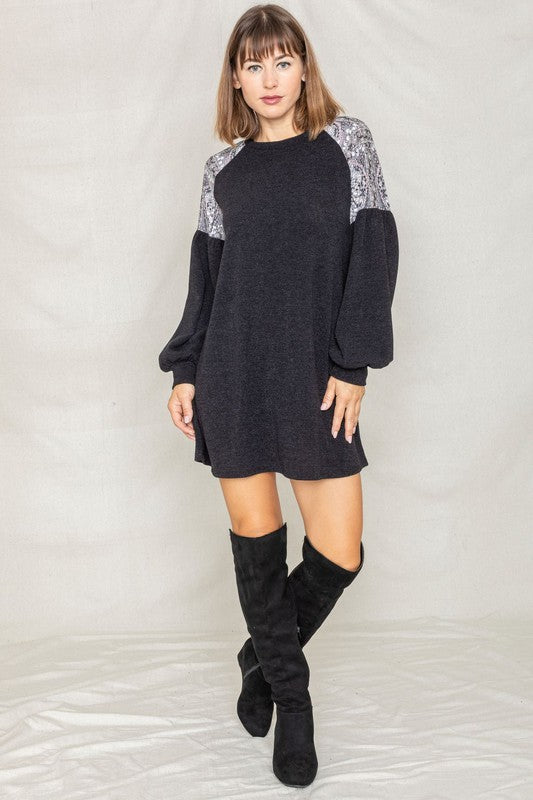 Plus Paisley Shoulder Accent Tunic Mini Dress