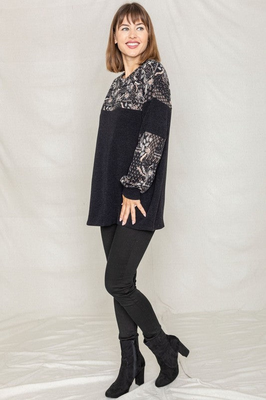 Bandana Print Color Block Tunic