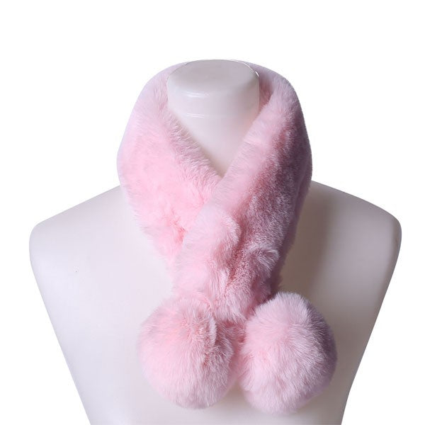 Faux Fur Pom Pom Scarf king-general-store-5710.myshopify.com