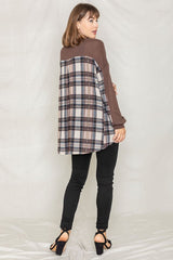 Plaid Back Waffle Knit  Cardigan king-general-store-5710.myshopify.com