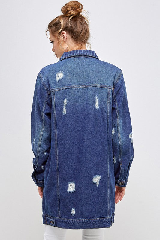 Third Quarter Distressed Washed Denim Jacket king-general-store-5710.myshopify.com