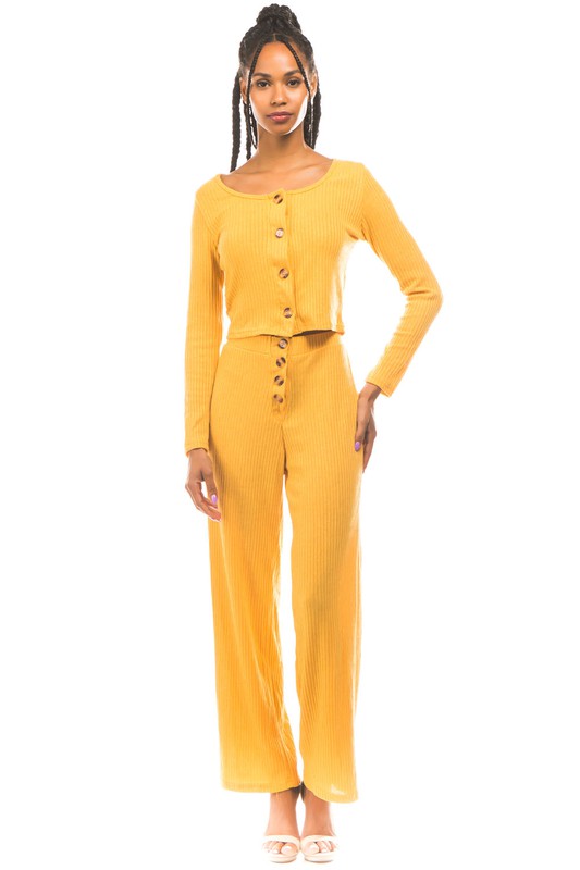 Yellow Two Piece Sweater Pant Set king-general-store-5710.myshopify.com