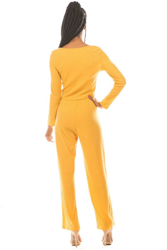 Yellow Two Piece Sweater Pant Set king-general-store-5710.myshopify.com