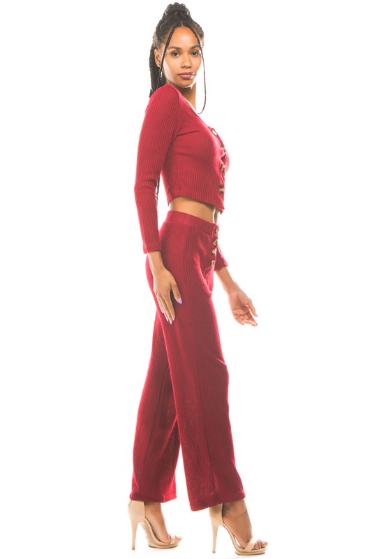 Burgundy Two Piece Sweater Pant Set king-general-store-5710.myshopify.com