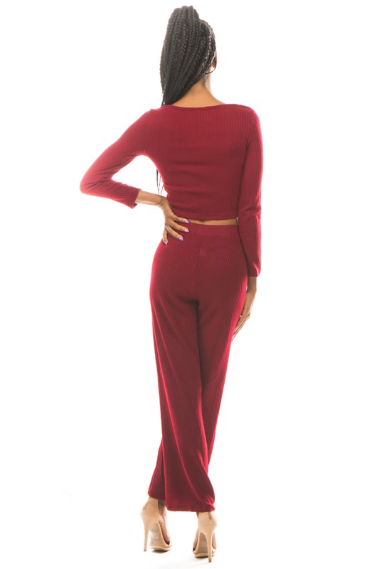 Burgundy Two Piece Sweater Pant Set king-general-store-5710.myshopify.com