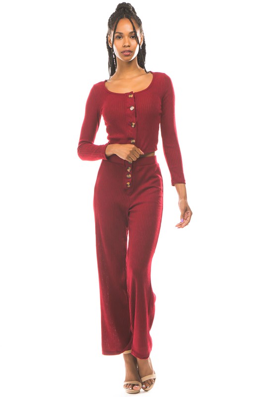 Burgundy Two Piece Sweater Pant Set king-general-store-5710.myshopify.com