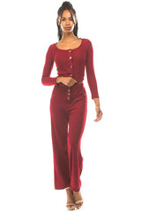 Burgundy Two Piece Sweater Pant Set king-general-store-5710.myshopify.com