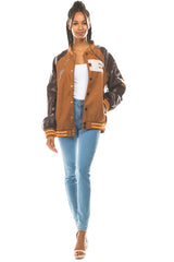 Brown Sexy Bomber Jacket king-general-store-5710.myshopify.com