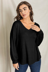 Balloon Sleeve V Neck Top