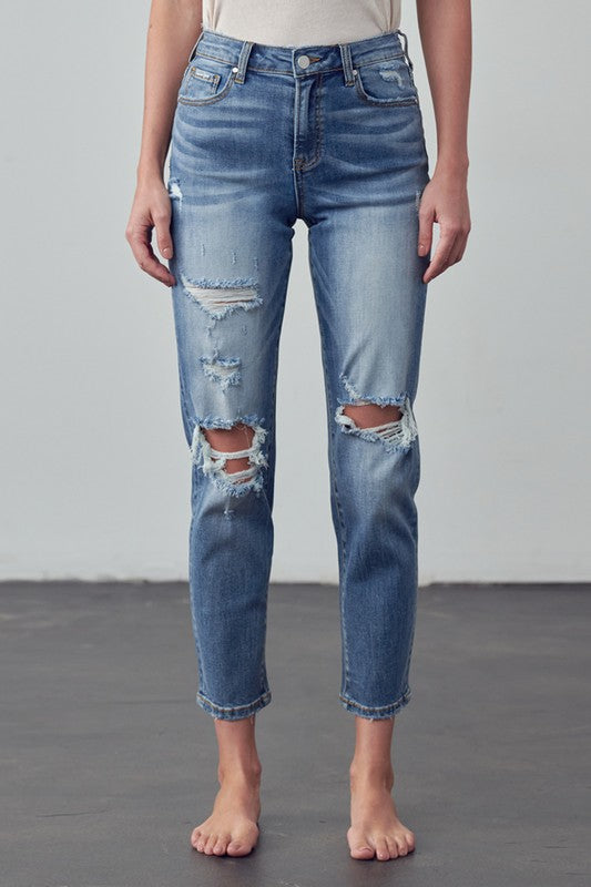 Cropped High Rise Girlfriend Jeans