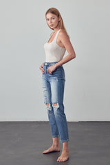 Cropped High Rise Girlfriend Jeans