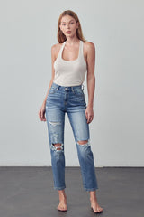 Cropped High Rise Girlfriend Jeans