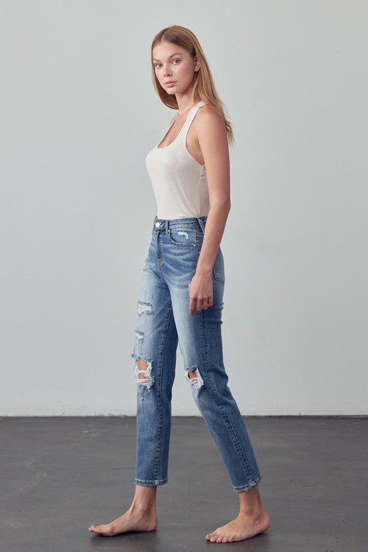 Cropped High Rise Girlfriend Jeans