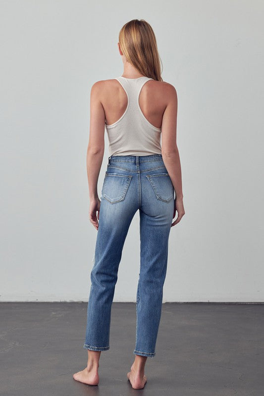 Cropped High Rise Girlfriend Jeans