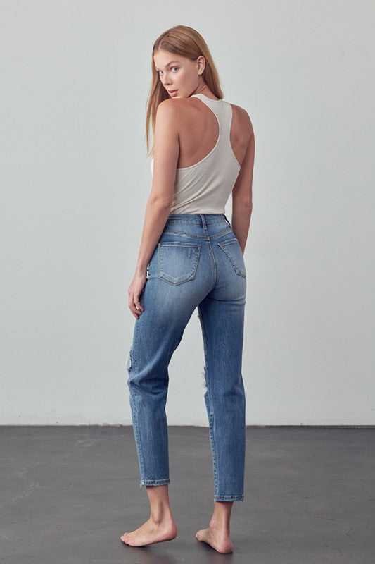 Cropped High Rise Girlfriend Jeans