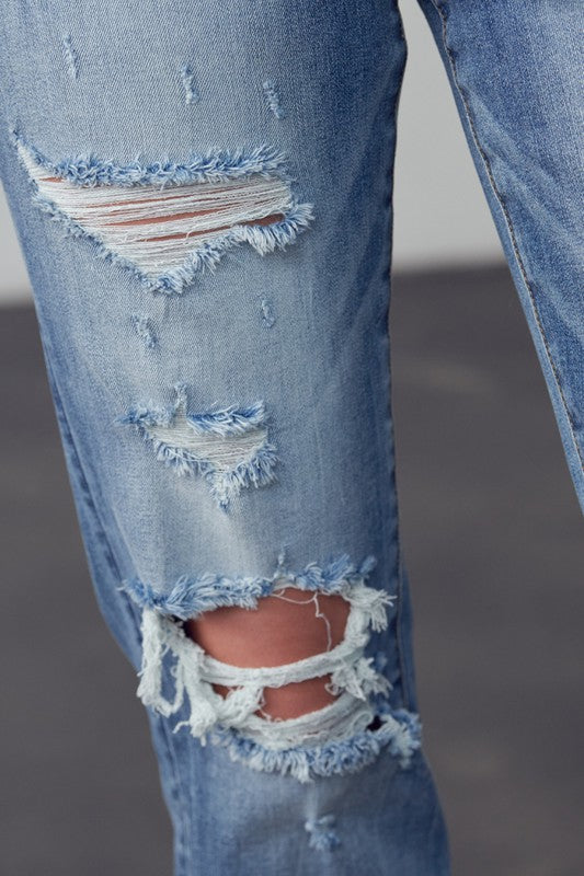 Cropped High Rise Girlfriend Jeans