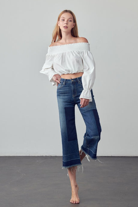 Mid-Rise Crop Flare Jeans