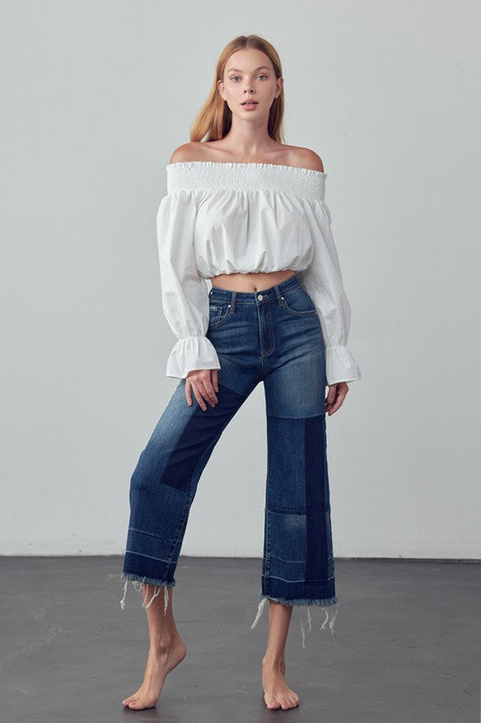 Mid-Rise Crop Flare Jeans