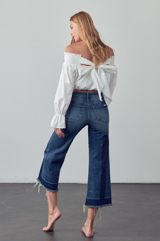 Mid-Rise Crop Flare Jeans