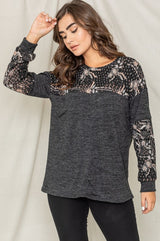 Plus Bandana Print Color Block Tunic Top