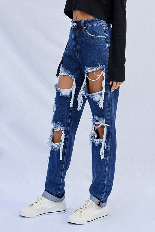 High Waist Ripped Baggy Jeans