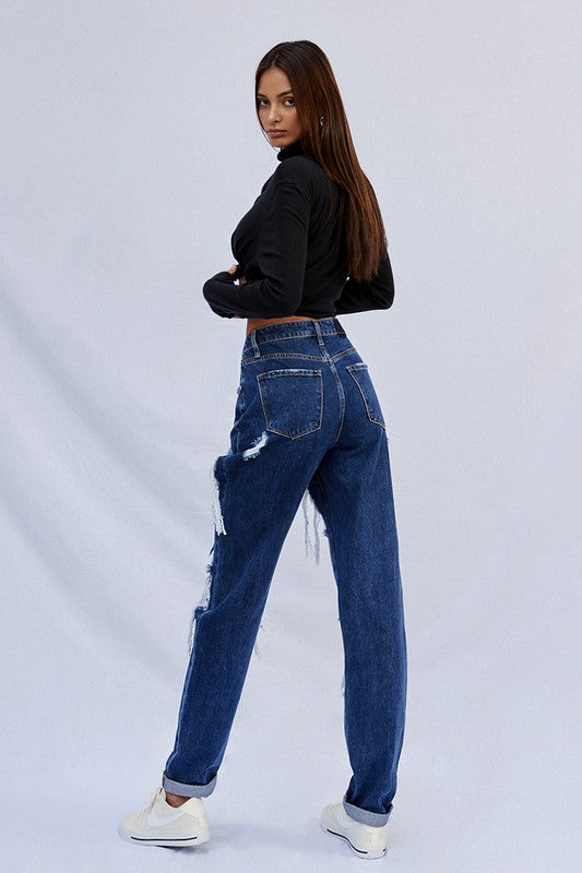 High Waist Ripped Baggy Jeans