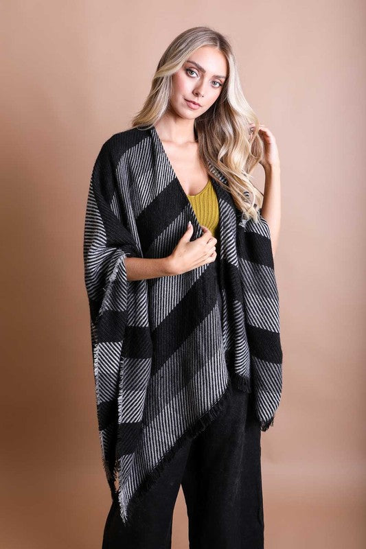 Classic Striped Knit Poncho king-general-store-5710.myshopify.com