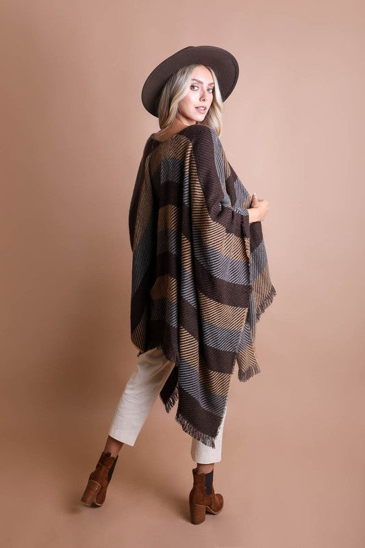 Classic Striped Knit Poncho king-general-store-5710.myshopify.com