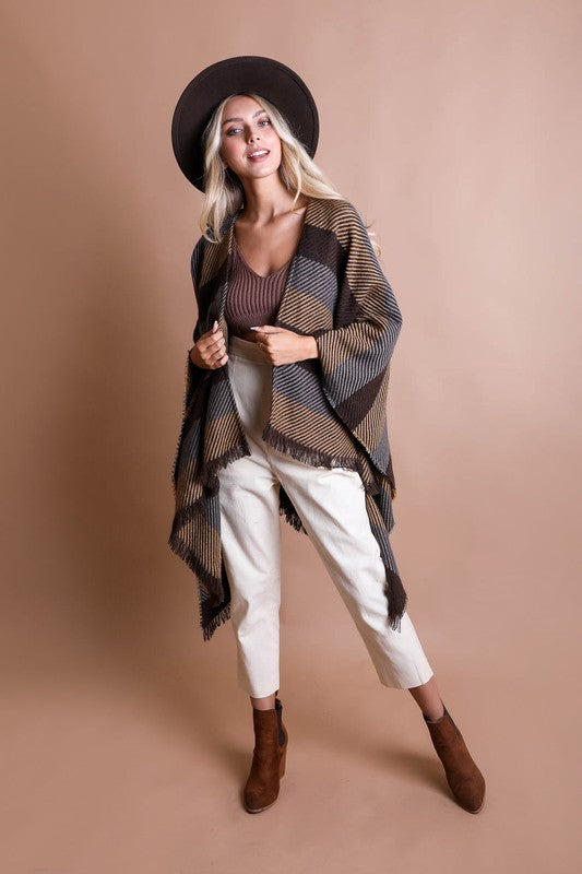 Classic Striped Knit Poncho king-general-store-5710.myshopify.com