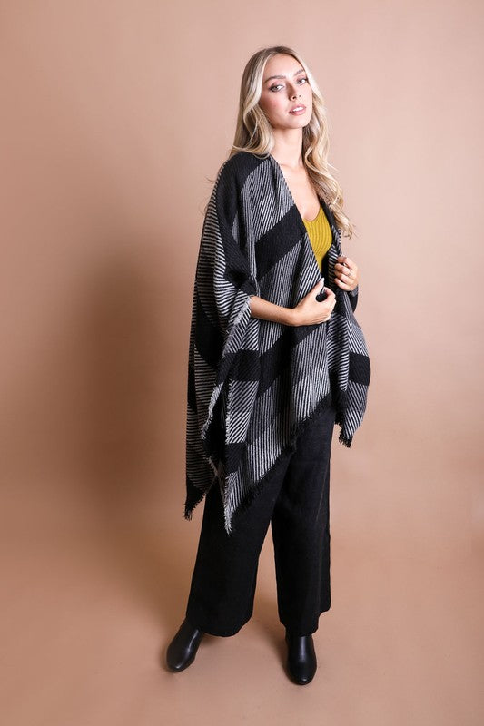 Classic Striped Knit Poncho king-general-store-5710.myshopify.com