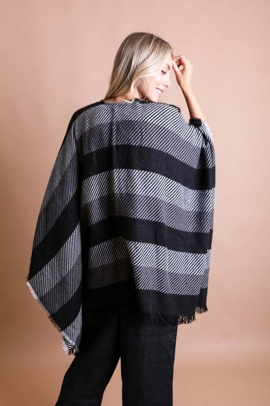 Classic Striped Knit Poncho king-general-store-5710.myshopify.com