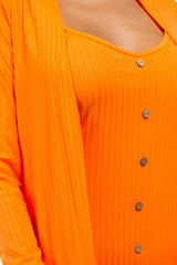 Orange Front Button Midi Dress with Cover Up king-general-store-5710.myshopify.com