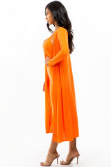 Orange Front Button Midi Dress with Cover Up king-general-store-5710.myshopify.com