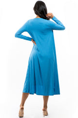 Blue Front Button Midi Dress with Cover Up king-general-store-5710.myshopify.com
