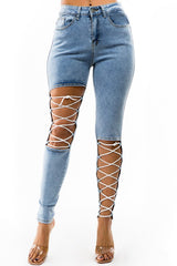 Skinny Denim Jeans Multi-Strip Front Design king-general-store-5710.myshopify.com