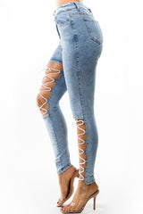 Skinny Denim Jeans Multi-Strip Front Design king-general-store-5710.myshopify.com