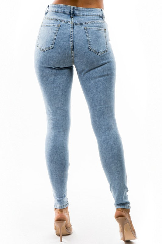 Skinny Denim Jeans Multi-Strip Front Design king-general-store-5710.myshopify.com