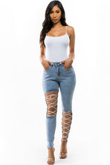 Skinny Denim Jeans Multi-Strip Front Design king-general-store-5710.myshopify.com