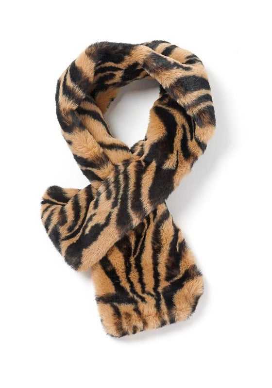 Zebra Print Faux Fur Scarf king-general-store-5710.myshopify.com