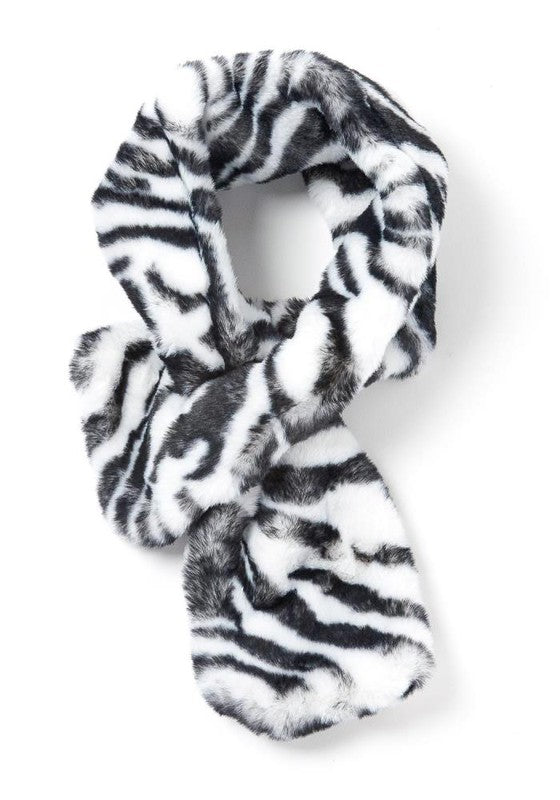 Zebra Print Faux Fur Scarf king-general-store-5710.myshopify.com