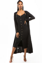 Black Button Dress with Longline Cover Up king-general-store-5710.myshopify.com