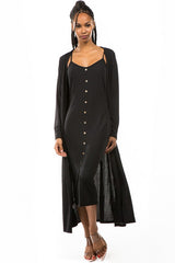 Black Button Dress with Longline Cover Up king-general-store-5710.myshopify.com