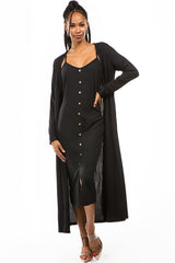 Black Button Dress with Longline Cover Up king-general-store-5710.myshopify.com