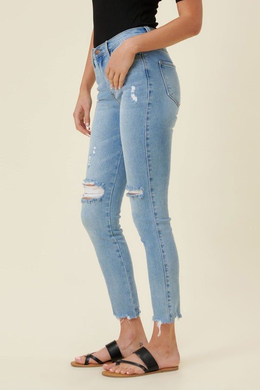 Raw Hem High Waisted Skinny Jeans king-general-store-5710.myshopify.com
