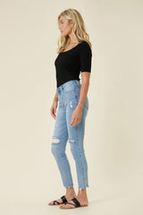 Raw Hem High Waisted Skinny Jeans king-general-store-5710.myshopify.com