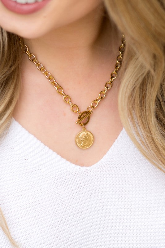 Coin Accent Chain Necklace king-general-store-5710.myshopify.com